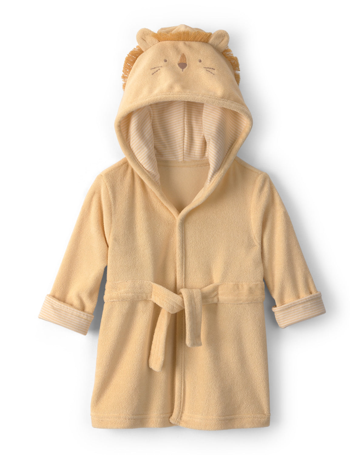 Bata de Felpa Francesa con Capucha de León en Amarillo