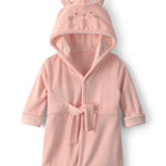 Bata de Felpa Francesa con Capucha de Conejito en  Rosa
