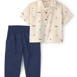 Conjunto De 2 Piezas De Polo Y Pantalón De Chambray - Beige