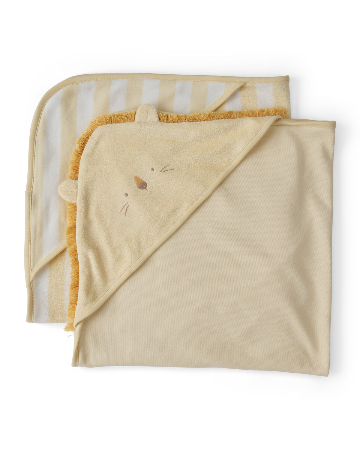 Paquete de 2 Toallas de Felpa Francesa con Capucha de León - Amarillo