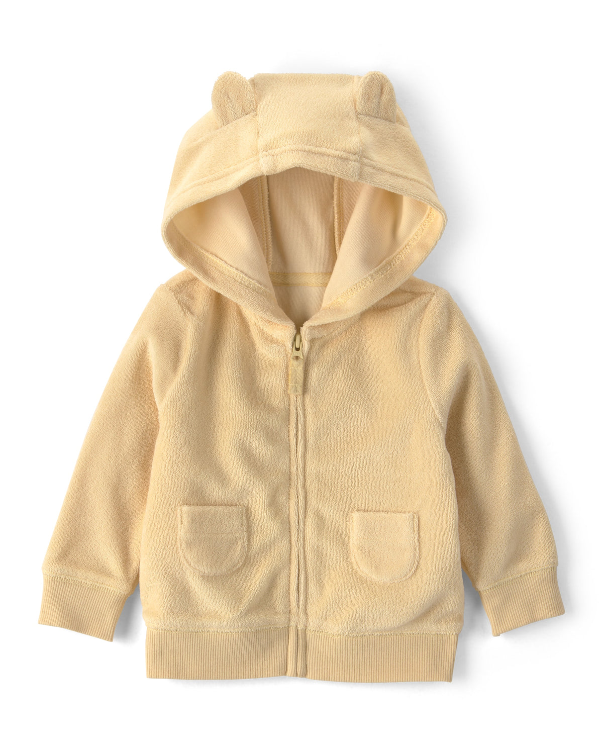 Conjunto de 3 Piezas de Felpa Francesa con Cárdigan de León - Amarillo