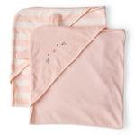 Paquete de 2 Toallas de Felpa con Capucha de Conejito - Rosa