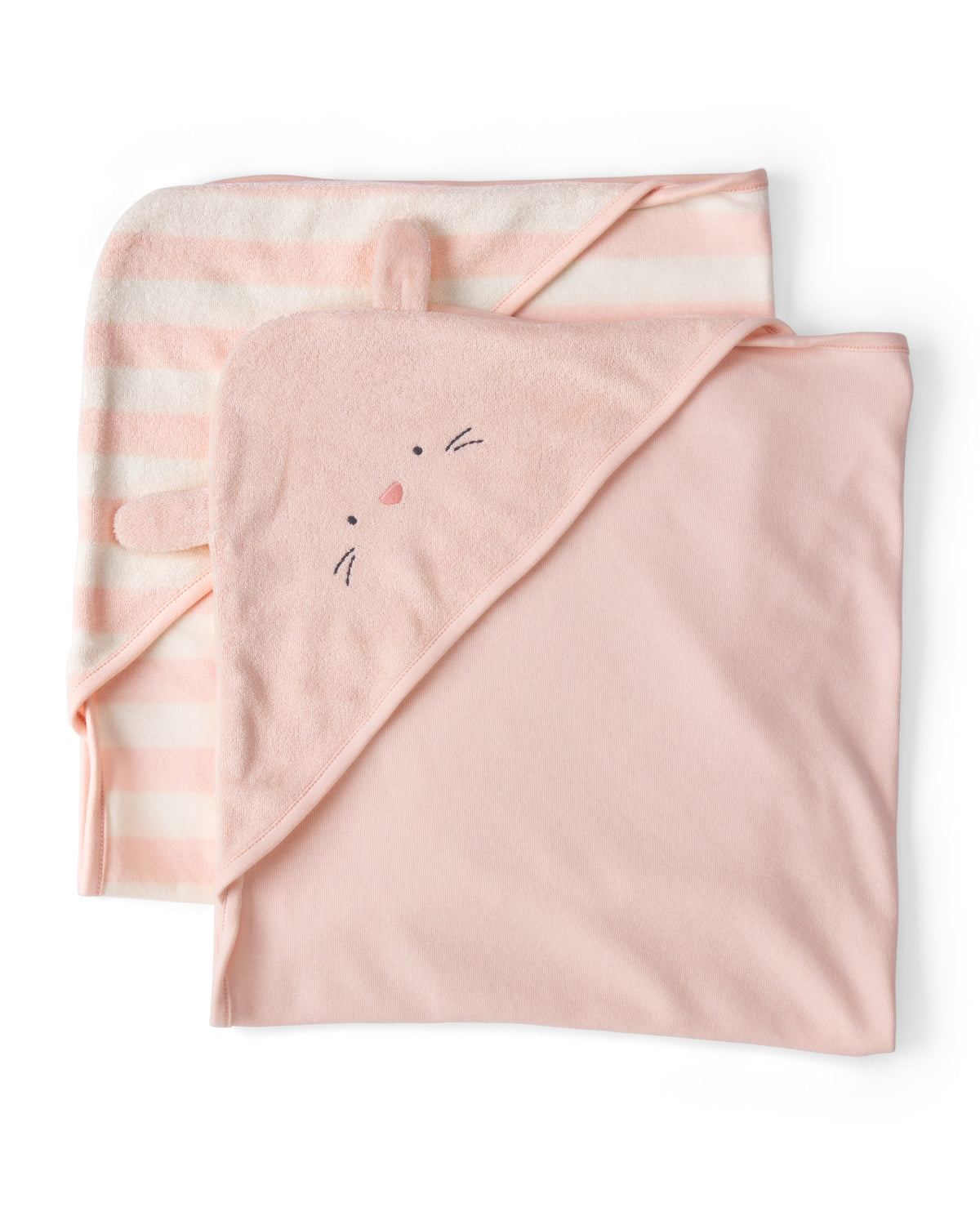 Paquete de 2 Toallas de Felpa con Capucha de Conejito - Rosa