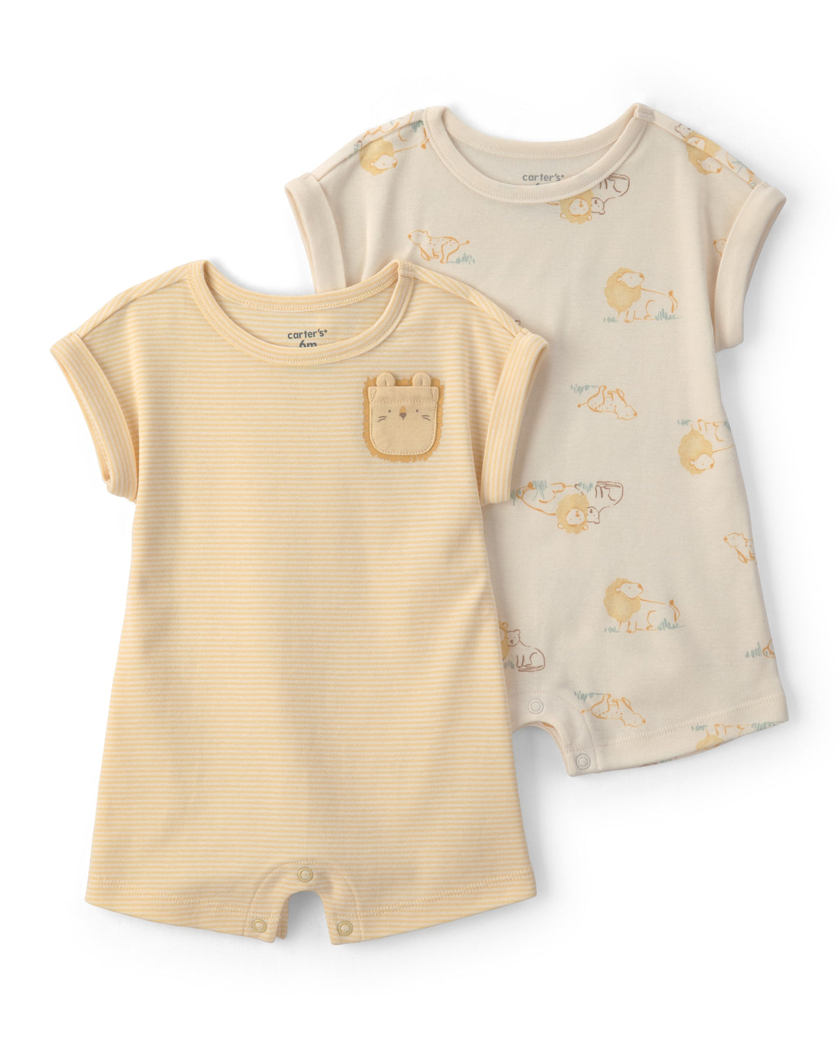 Paquete de 2 rompers de manga corta de leones - Amarillo