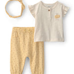 Conjunto de 3 Piezas Blusa y Pantalón de Abeja - Amarillo