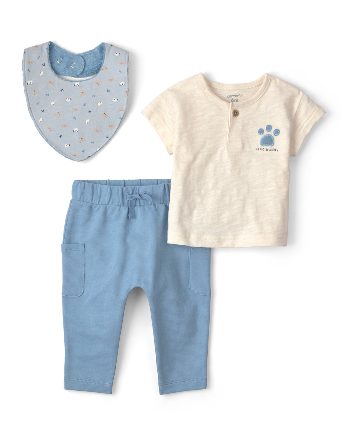 Conjunto de 3 piezas 'Little Buddy' con  playera y pantalón - Azul