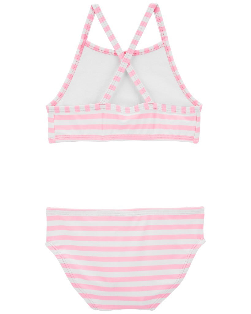 Traje de Baño de 3 Prendas Rayas Rosa