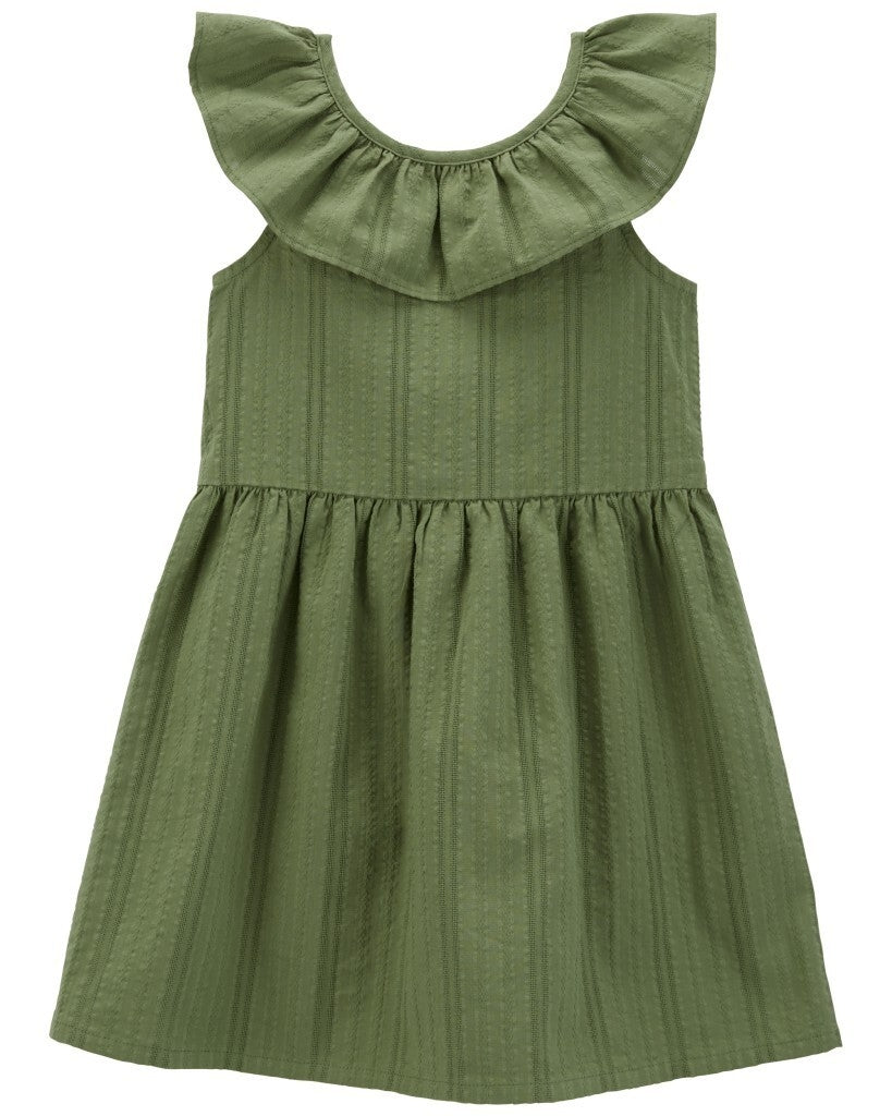 Vestido tejido de seersucker - Verde