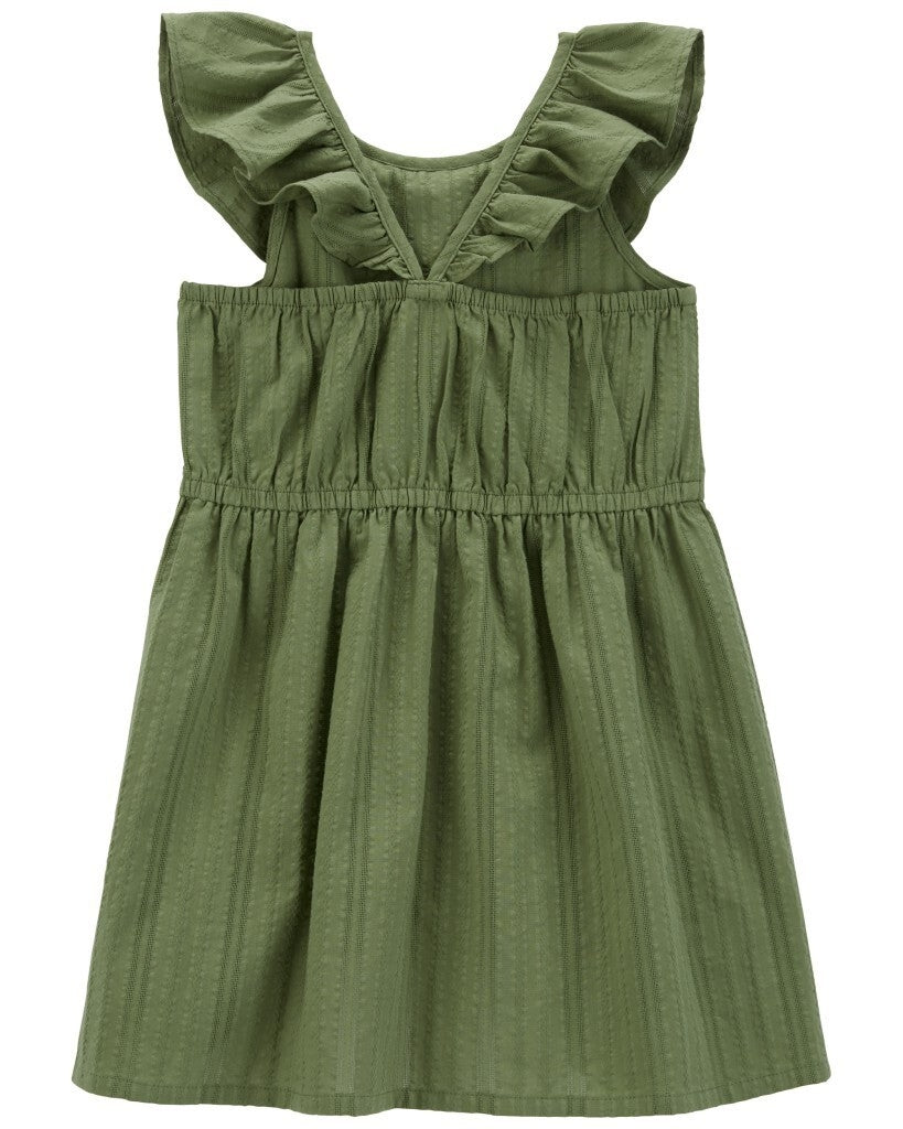 Vestido tejido de seersucker - Verde