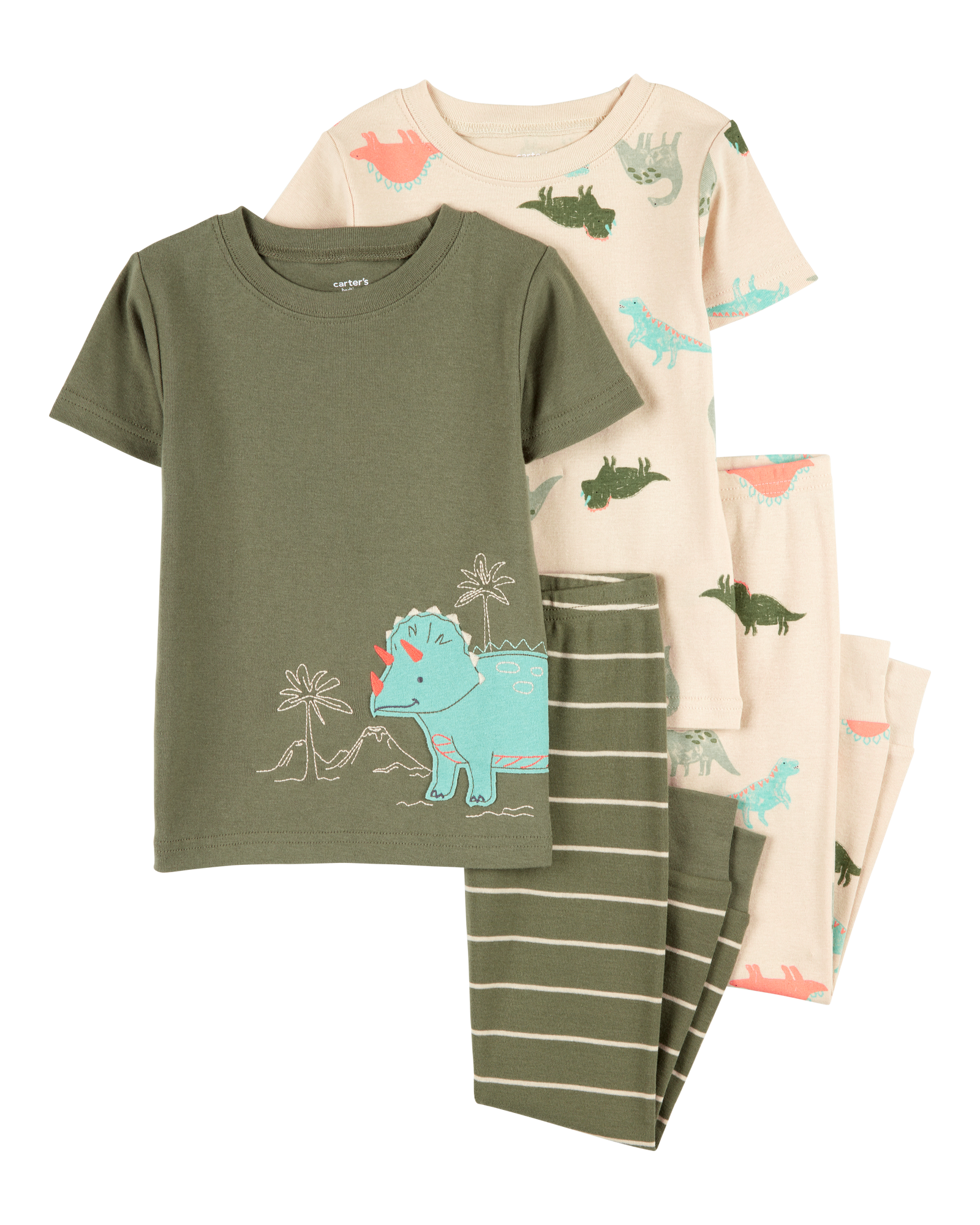 Pijama de 4 piezas de Algodón - Estampado Dinosaurios