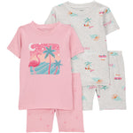 Pijama de 4 piezas de algodón de ajuste perfecto - Flamingo