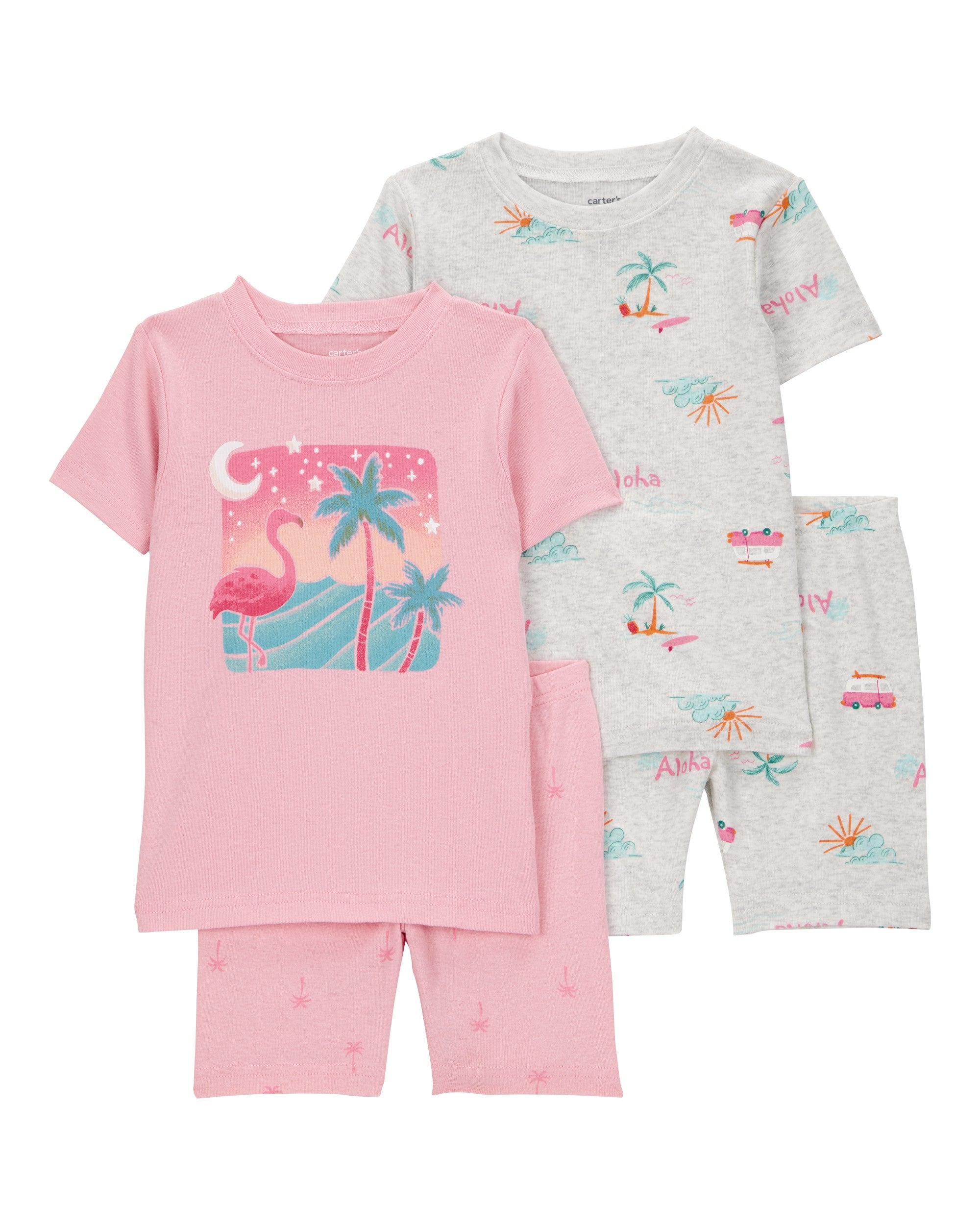 Pijama de 4 piezas de algodón de ajuste perfecto - Flamingo