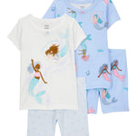 Pijama de 4 piezas de algodón de ajuste perfecto - Sirenita
