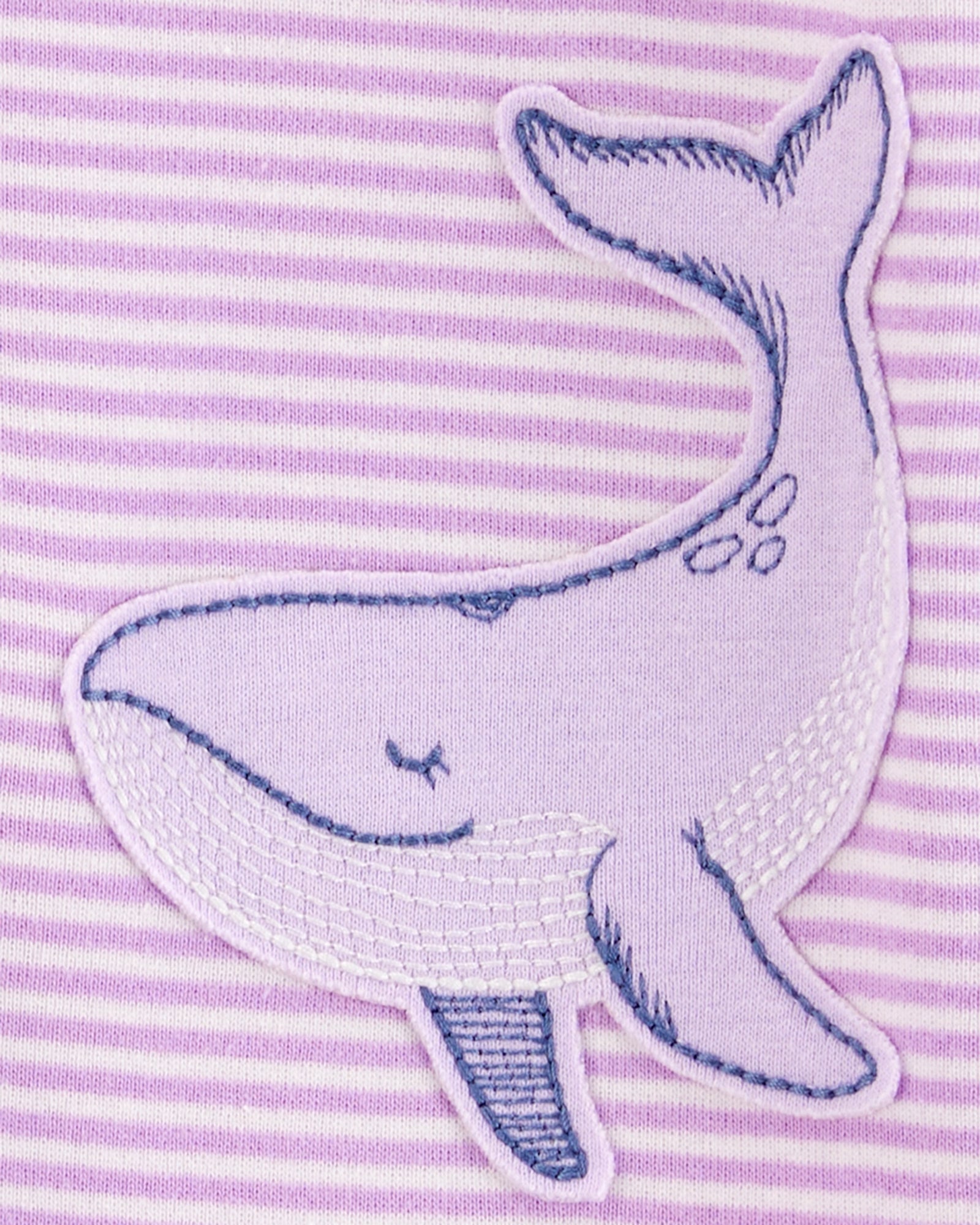 Pijama de Algodón De Ajuste Perfecto - Ballena Rayas - Lila