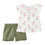 Conjunto de 2 piezas camisa y shorts - Flores