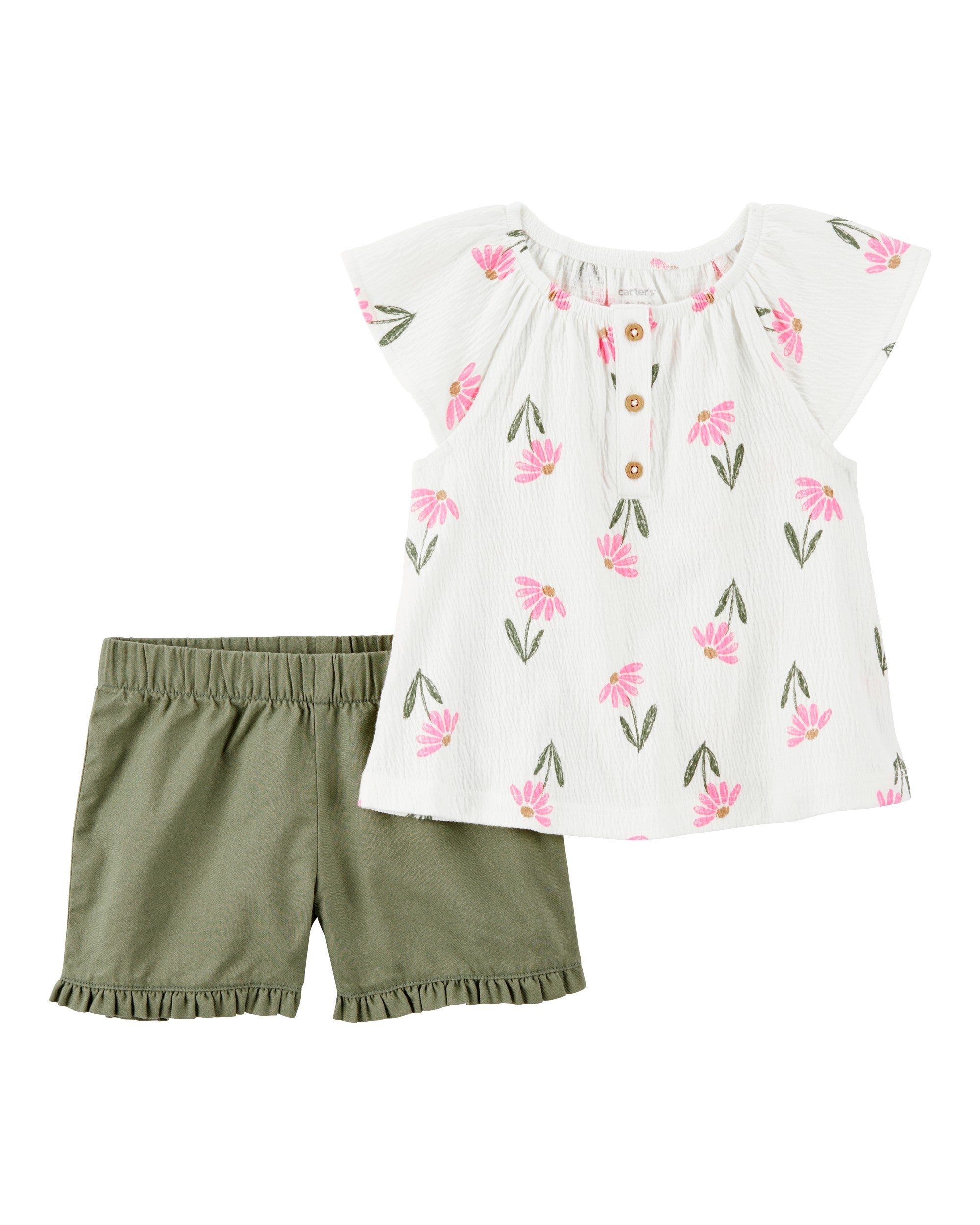Conjunto de 2 piezas camisa y shorts - Flores