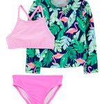 Traje de Baño de 3 Prendas Estampado Tropical
