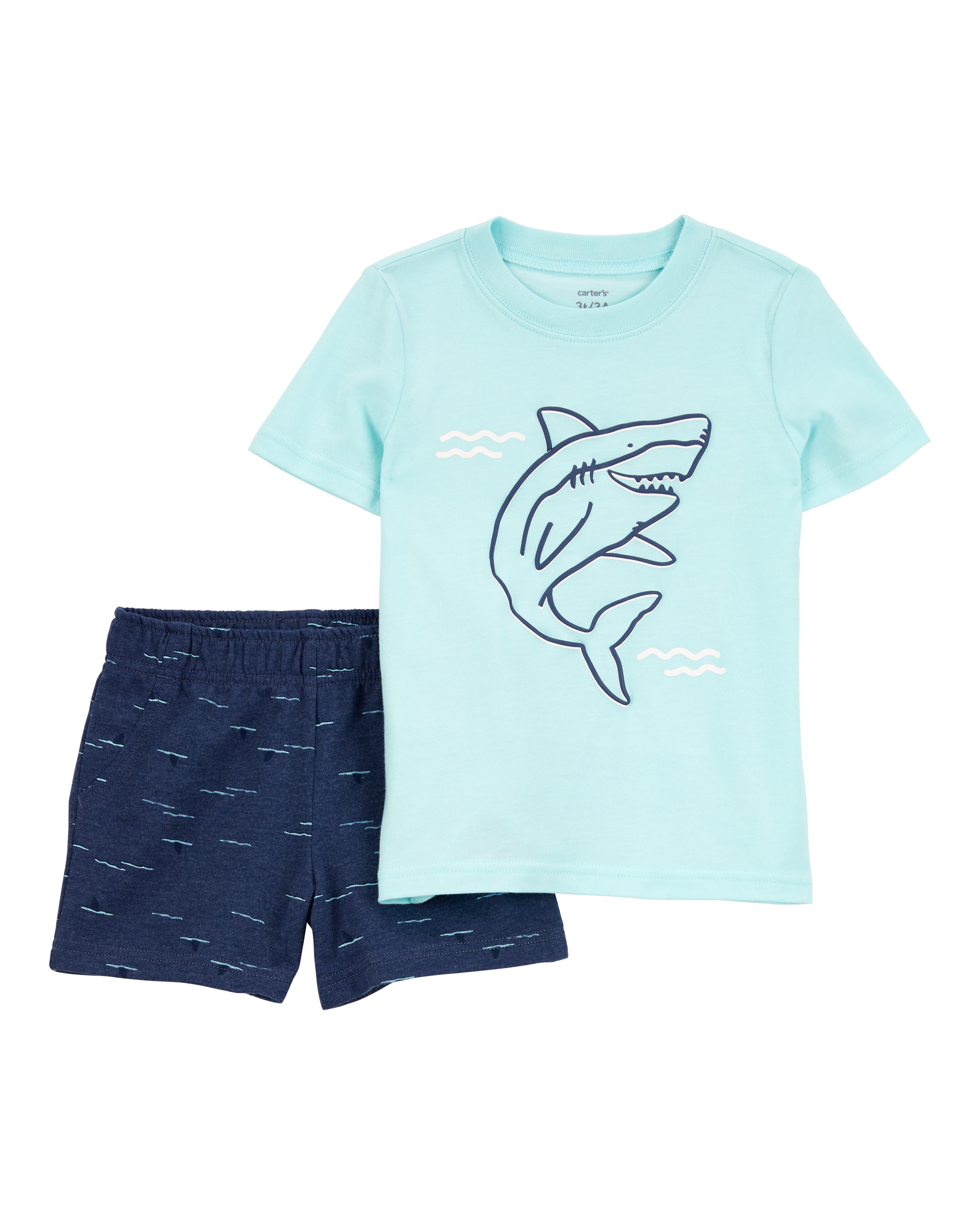 Conjunto de 2 piezas camisa y shorts - Tiburón - Azul