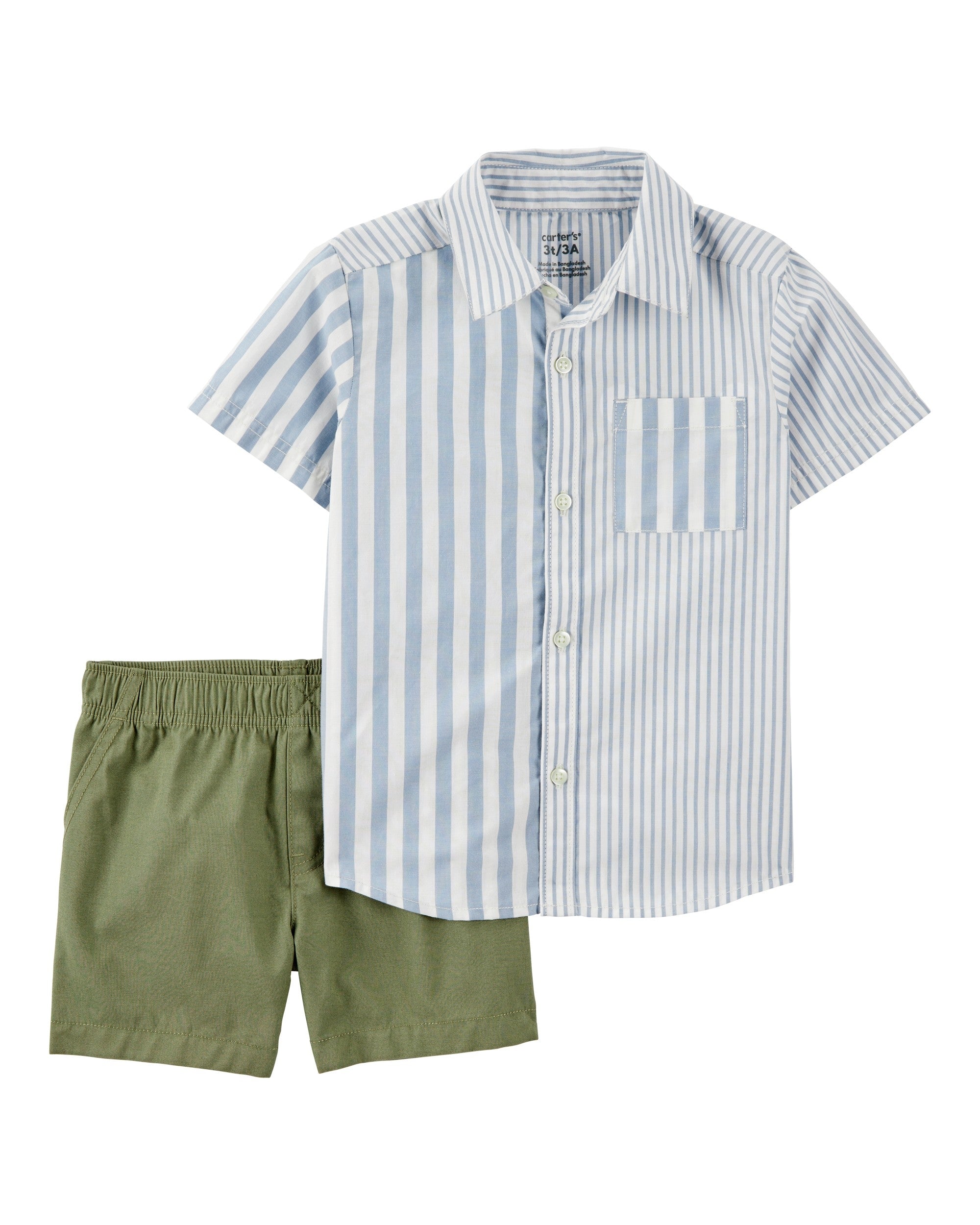 Conjunto de 2 piezas camisa de botones y shorts - Rayas