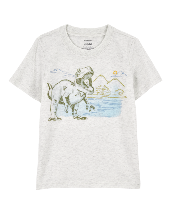 Playera Manga Corta - Dinosaurios - Gris