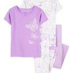 Pijama de 4 piezas de Algodón - Estampado Flores y Mariposas