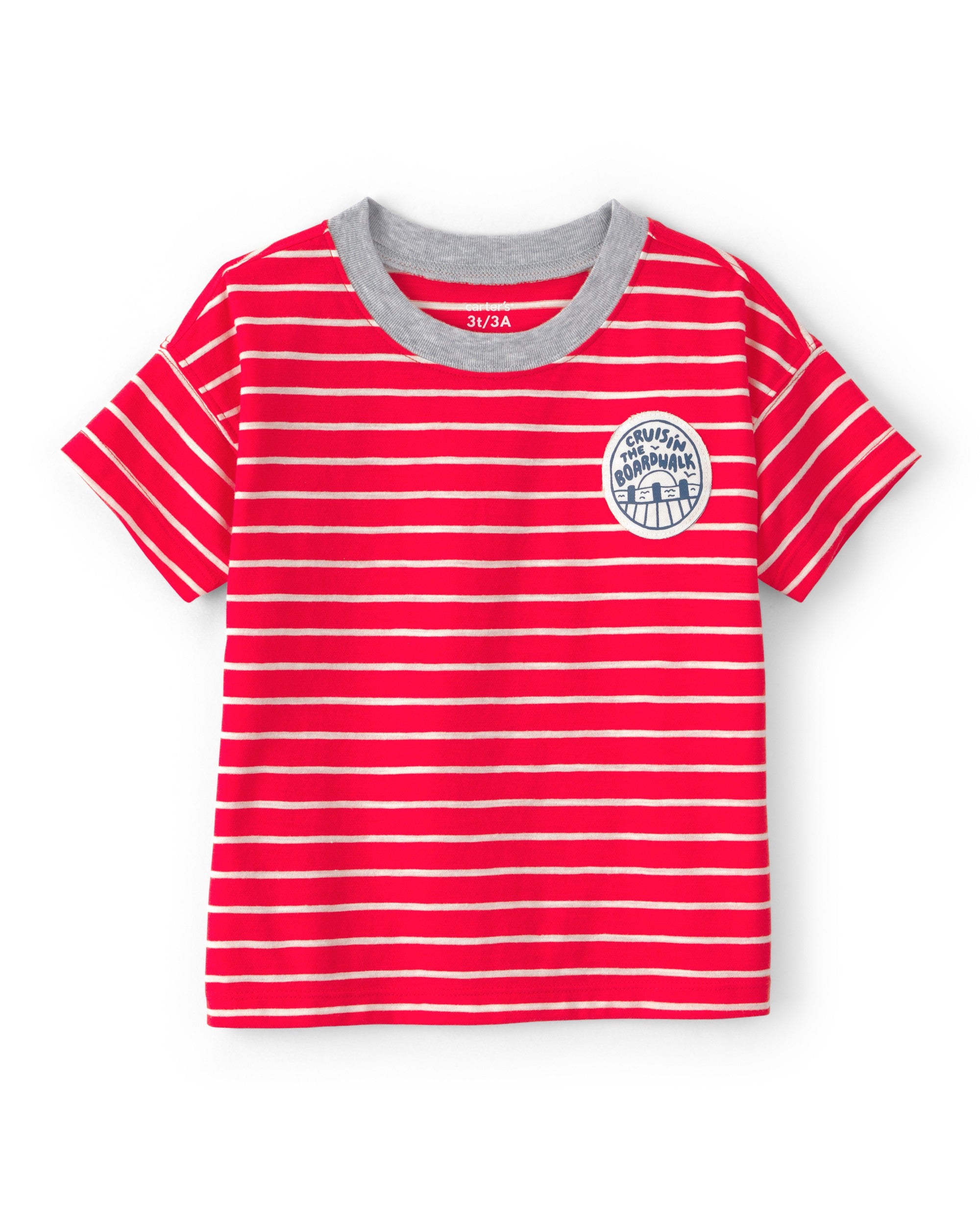 Playera Manga Corta - Rayas - Roja