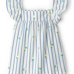 Playera de Limones a Rayas con Manga Volante - Azul/Blanco