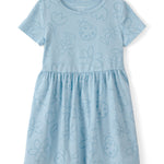 Vestido de Manga Corta con Catarinas y Flores - Azul
