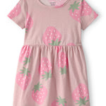 Vestido de Manga Corta con Fresas - Rosado