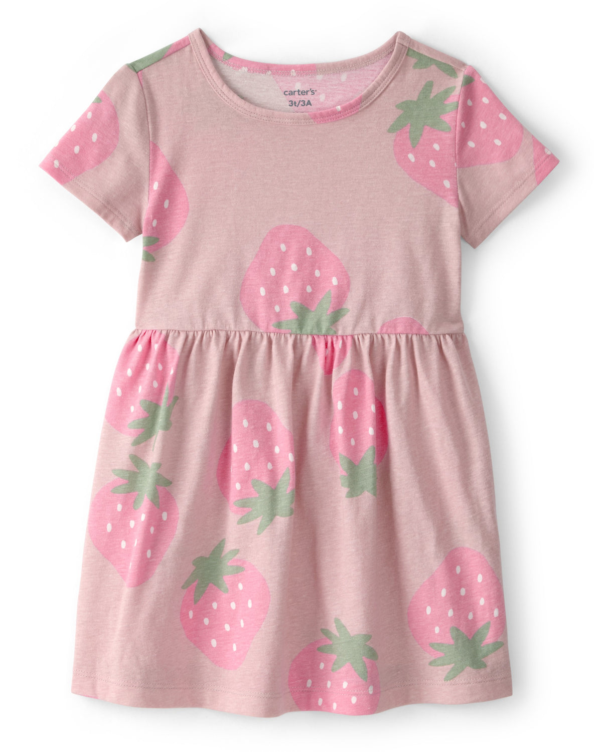 Vestido de Manga Corta con Fresas - Rosado