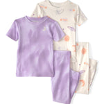 Pijama de 4 Piezas de Algodón 100% Ajuste Ceñido - Constelación Espacial Tie-Dye - Morado