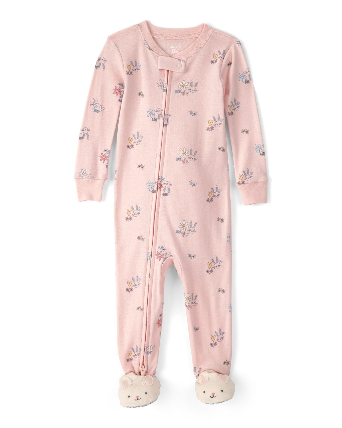Pijama de 1 Pieza de Algodón 100% Ajuste Ceñido - Conejito de Pascua - Rosado