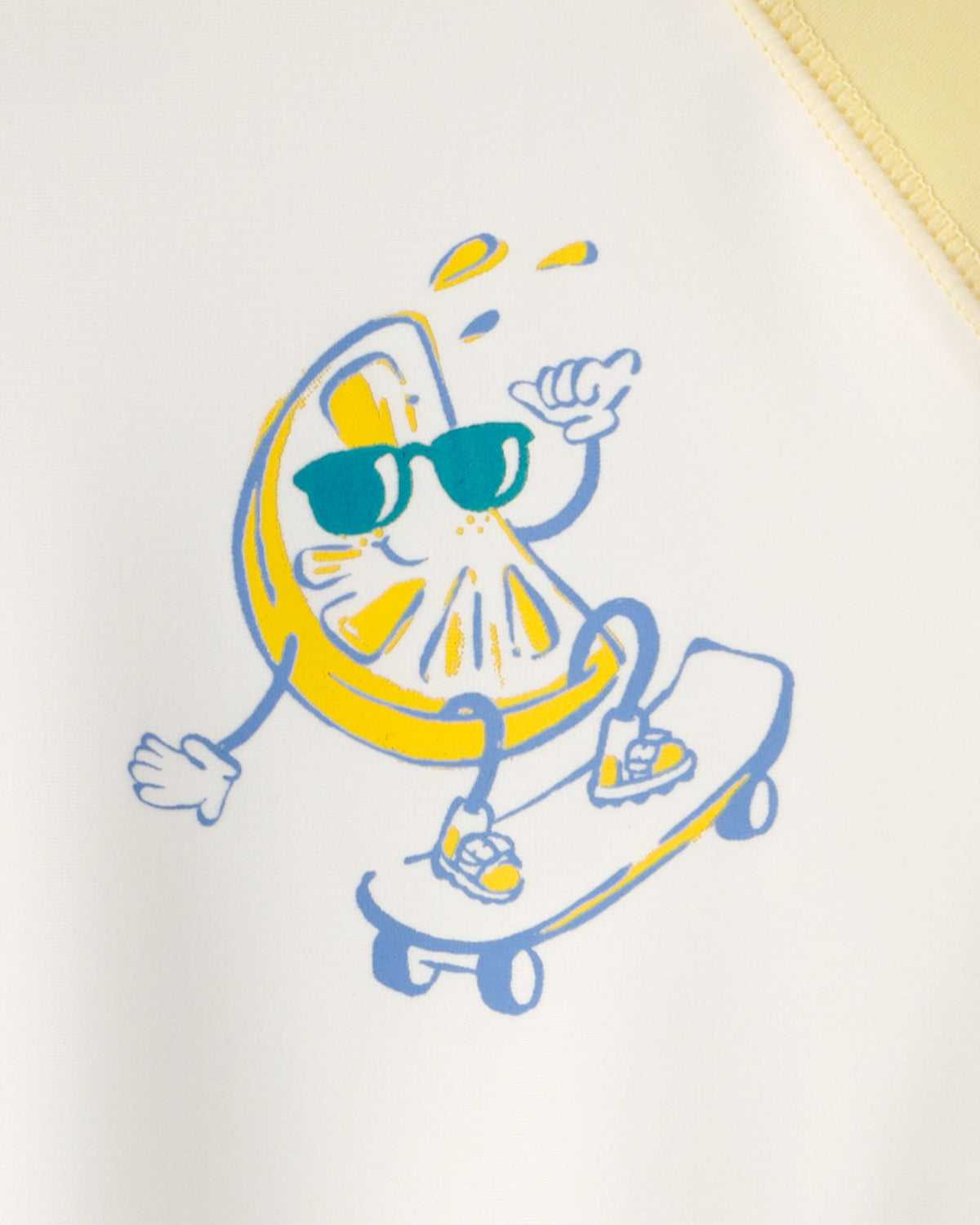 Playera Para Nadar De Manga Corta Con Limones - Blanco