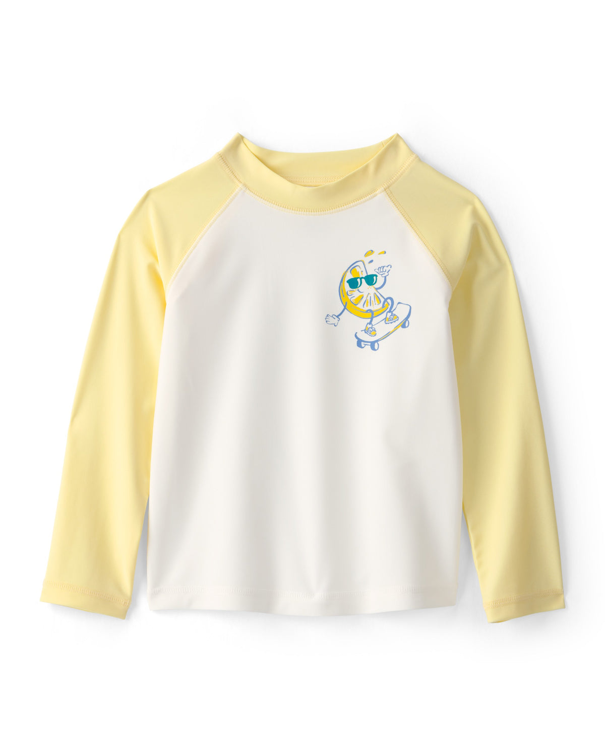 Playera Para Nadar De Manga Corta Con Limones - Blanco