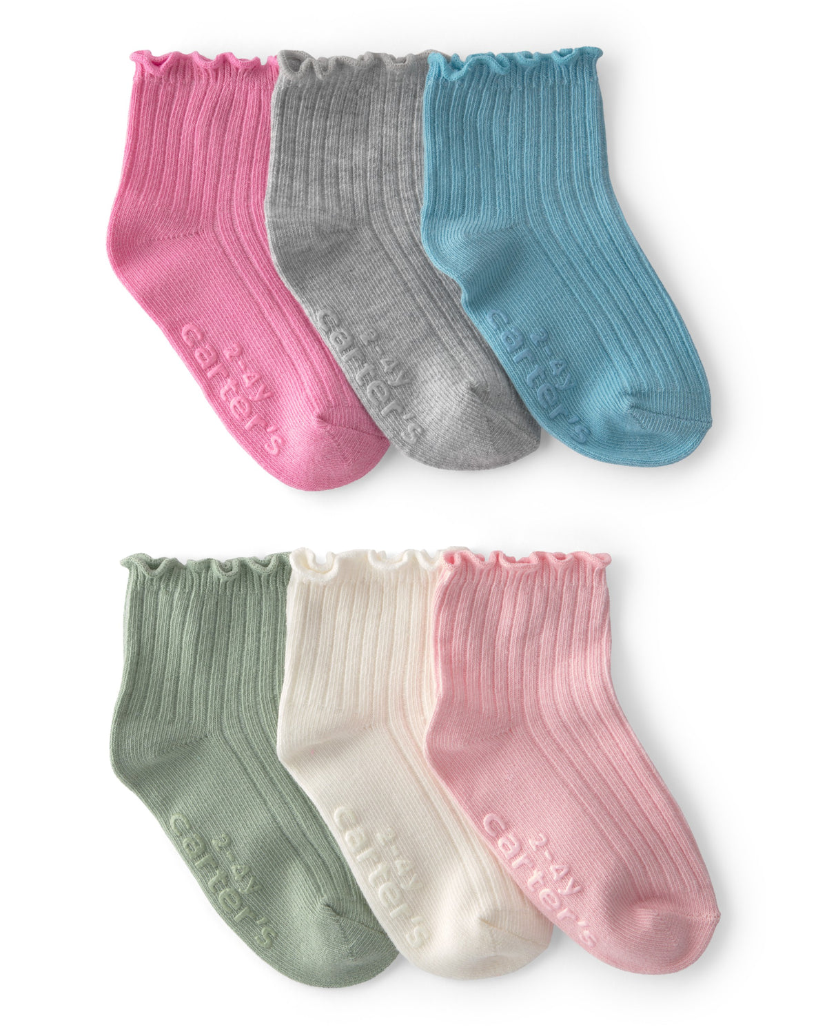 6 Pares De Calcetines Tobilleros De Borde De Lechuga - Multi
