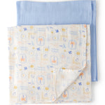 Paquete de 2 Mantas de Muselina - Azul/Blanco